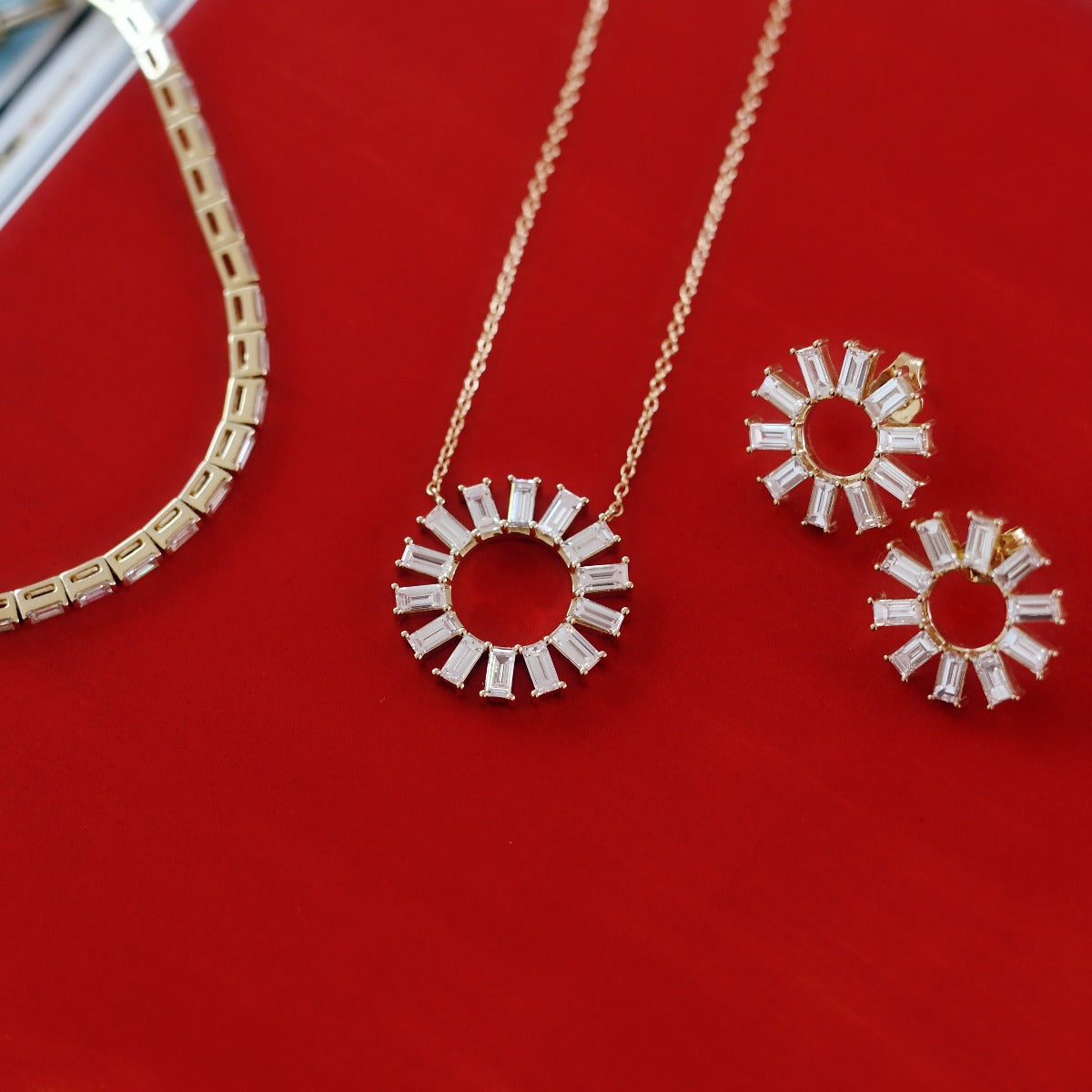 Diamond Baguette Color Wheel Necklace